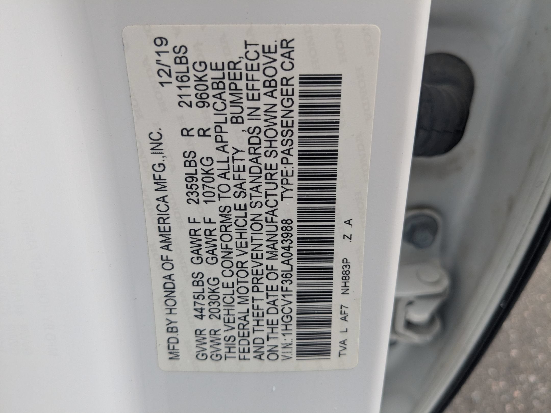 2020 Honda Accord Sedan Sport